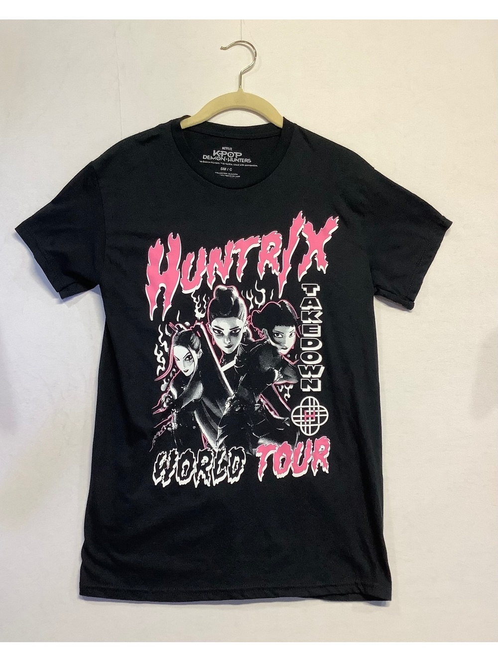 New Netflix KPOP Demon Hunters World Tour Black Graphic T-Shirt S/M